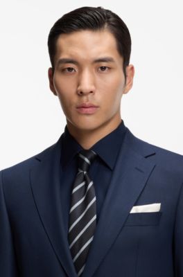 Diagonal-stripe tie in a silk blend, Light Purple