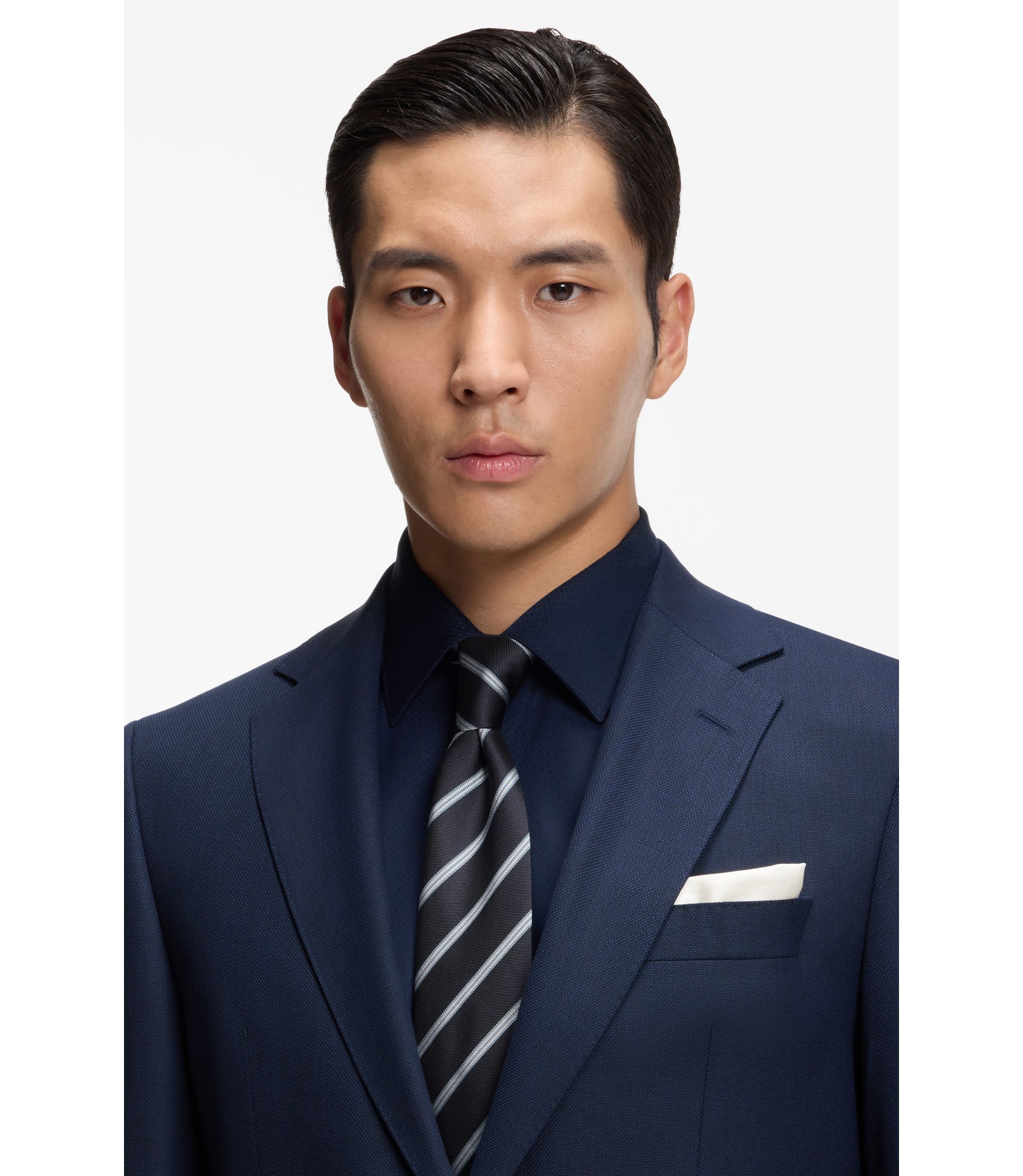 【新品未使用】HUGO BOSS ネクタイ H-TIE CM 7.5 253 BOSS - Diagonal-stripe tie in a silk blend - Light Purple