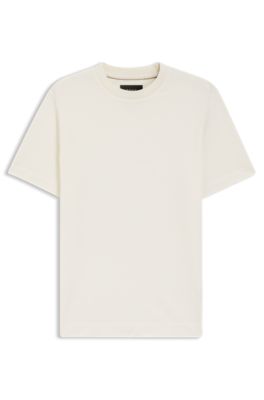Cotton-silk T-shirt with geometric jacquard, White