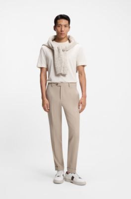 Cotton-silk T-shirt with geometric jacquard, White