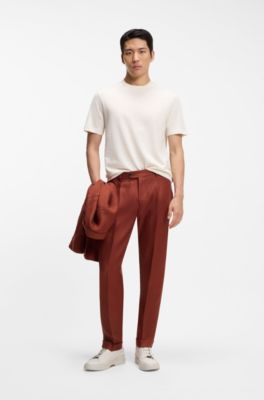 Cotton-silk T-shirt with geometric jacquard, White