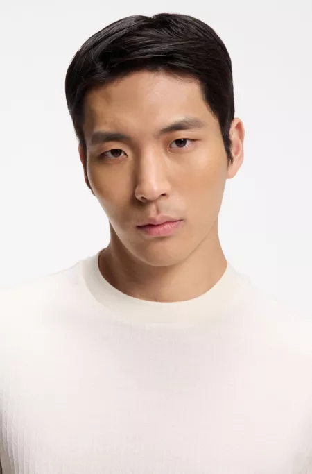 Cotton-silk T-shirt with geometric jacquard