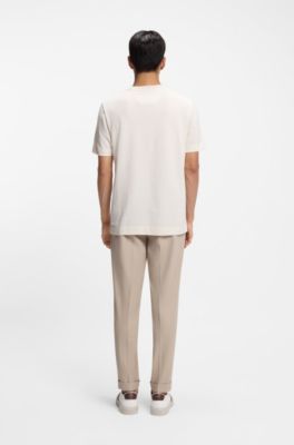 Cotton-silk T-shirt with geometric jacquard, White