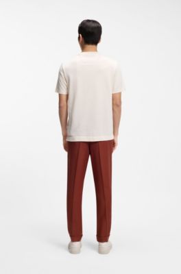 Cotton-silk T-shirt with geometric jacquard, White