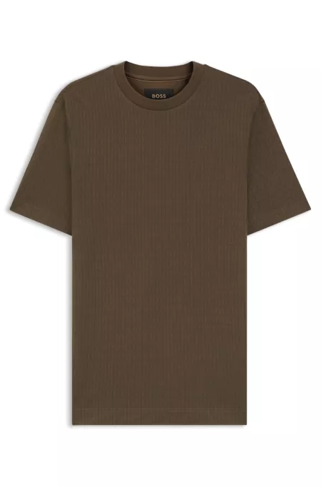 Cotton-silk T-shirt with geometric jacquard