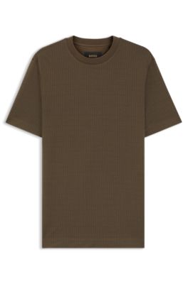 Cotton-silk T-shirt with geometric jacquard, Light Green