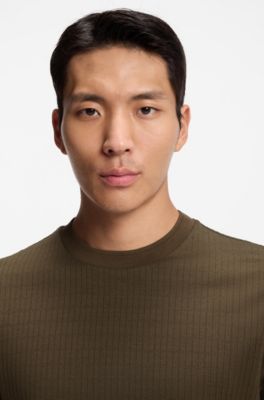 Cotton-silk T-shirt with geometric jacquard