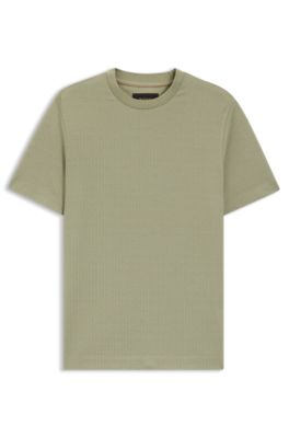Cotton-silk T-shirt with geometric jacquard, Light Green