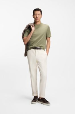 Cotton-silk T-shirt with geometric jacquard, Light Green