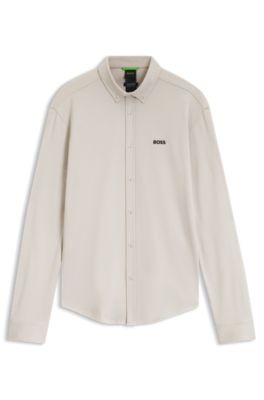 Chemise en jersey de coton infroissable avec stretch naturel, Beige clair