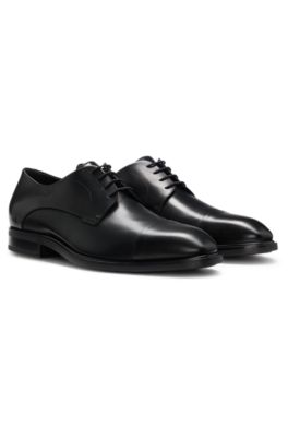 Cap-toe Derby shoes in leather, Black