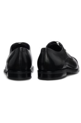 Cap-toe Derby shoes in leather, Black
