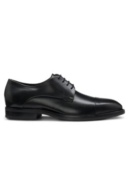 Zapatos Derby de piel con puntera, Negro