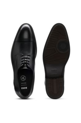 Cap-toe Derby shoes in leather, Black