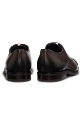 Chaussures derby en cuir &agrave; bout droit, Marron fonc&eacute;