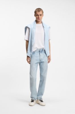 Regular-fit jeans in light-blue denim, Turquoise