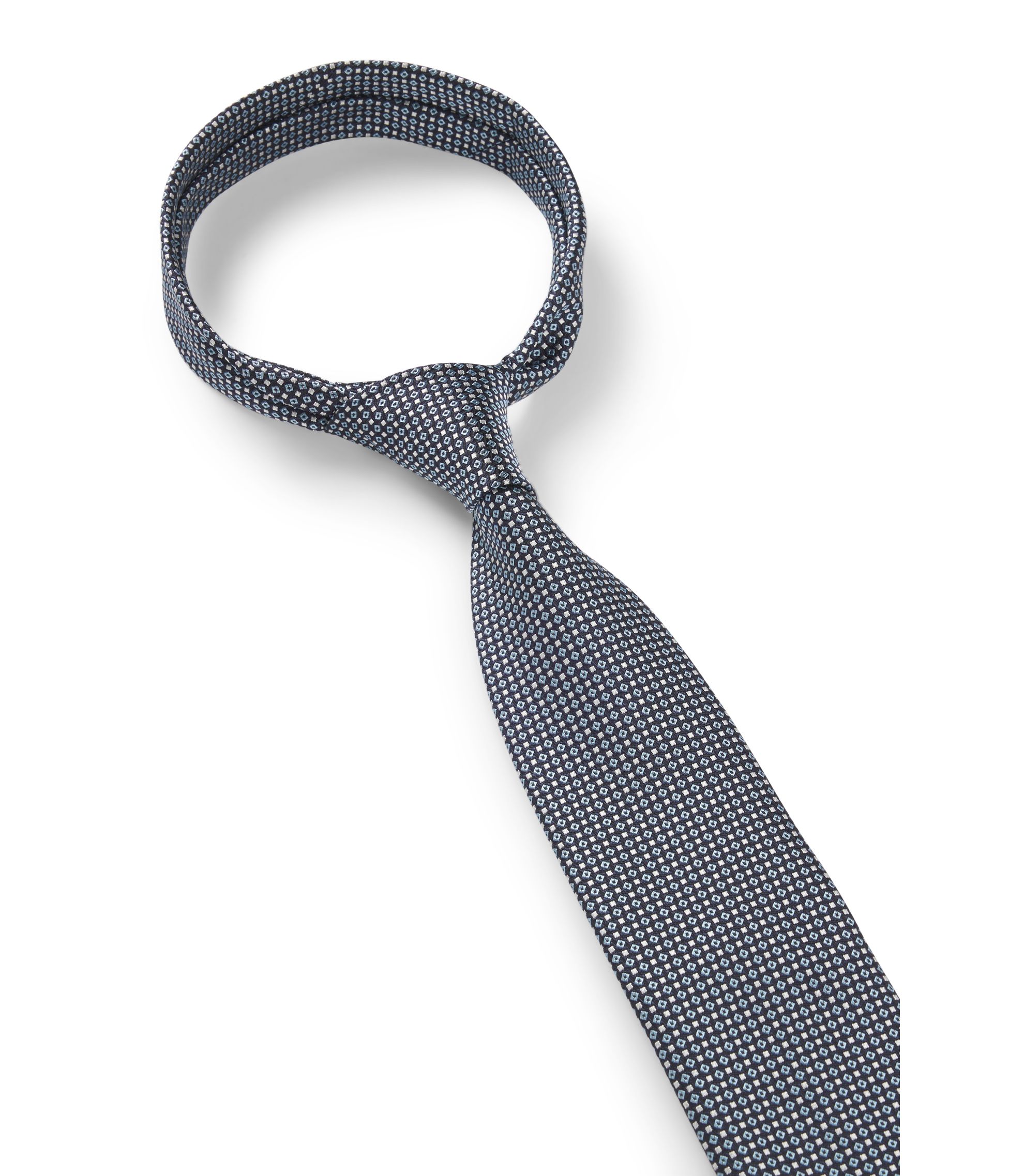 BOSS - Jacquard-pattern tie in a silk blend - Dark Blue