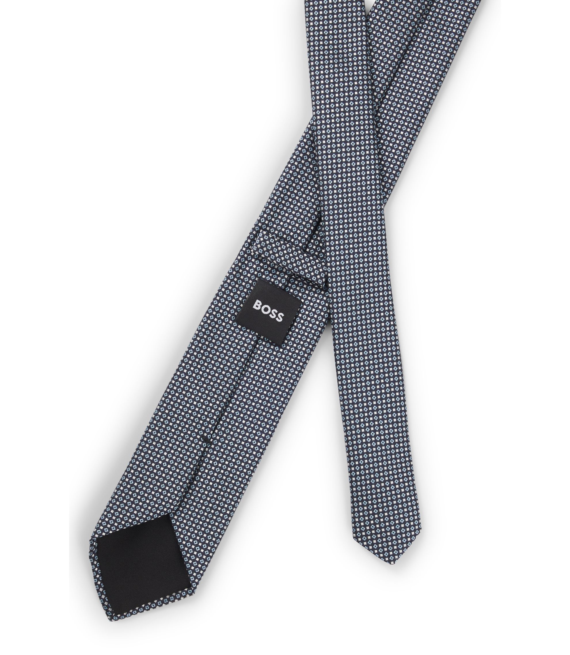 BOSS - Jacquard-pattern tie in a silk blend - Dark Blue