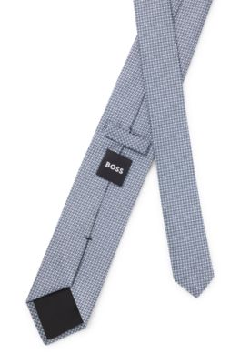 Corbata en jacquard de mezcla de seda con microestampado, Luz p&uacute;rpura