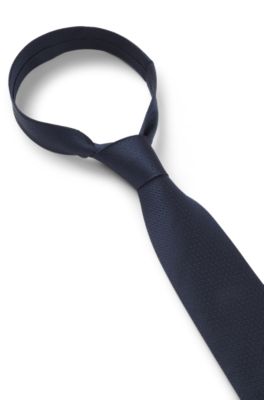 Jacquard-monogram tie in silk, Dark Blue