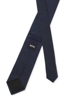 Jacquard-monogram tie in silk, Dark Blue