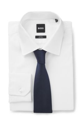 Corbata de seda con monogramas en jacquard, Azul oscuro