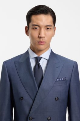 Jacquard-monogram tie in silk, Dark Blue