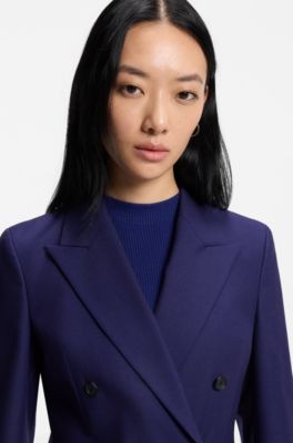 Blazer slim fit en sarga de lana virgen, Turquesa