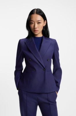 Veste Slim en twill de laine vierge, Turquoise