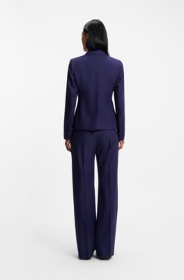 Blazer slim fit en sarga de lana virgen, Turquesa