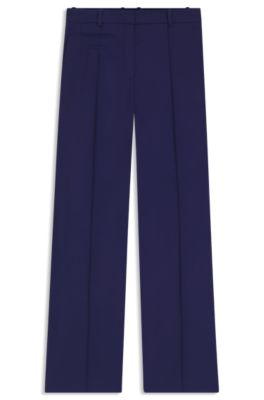 Pantalones de pernera acampanada en sarga de lana virgen, P&uacute;rpura oscuro