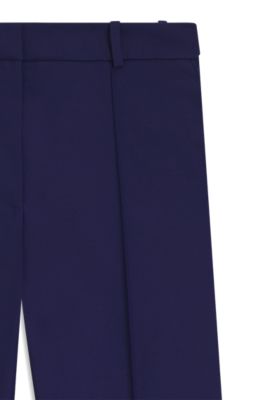 Pantalones de pernera acampanada en sarga de lana virgen, P&uacute;rpura oscuro