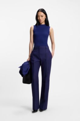 Regular-fit trousers in virgin-wool twill, Dark Purple