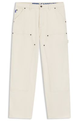 Jean coupe ample en denim &eacute;cru, Blanc