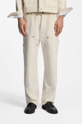 Jeans loose fit de denim crudo, Blanco