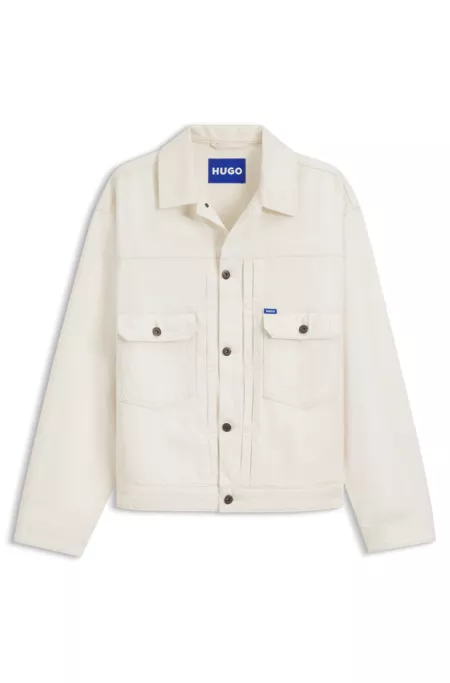 Relaxed-fit trucker jacket in ecru denim