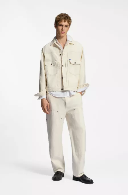 Relaxed-fit trucker jacket in ecru denim