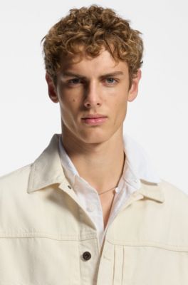 Relaxed-fit trucker jacket in ecru denim, White