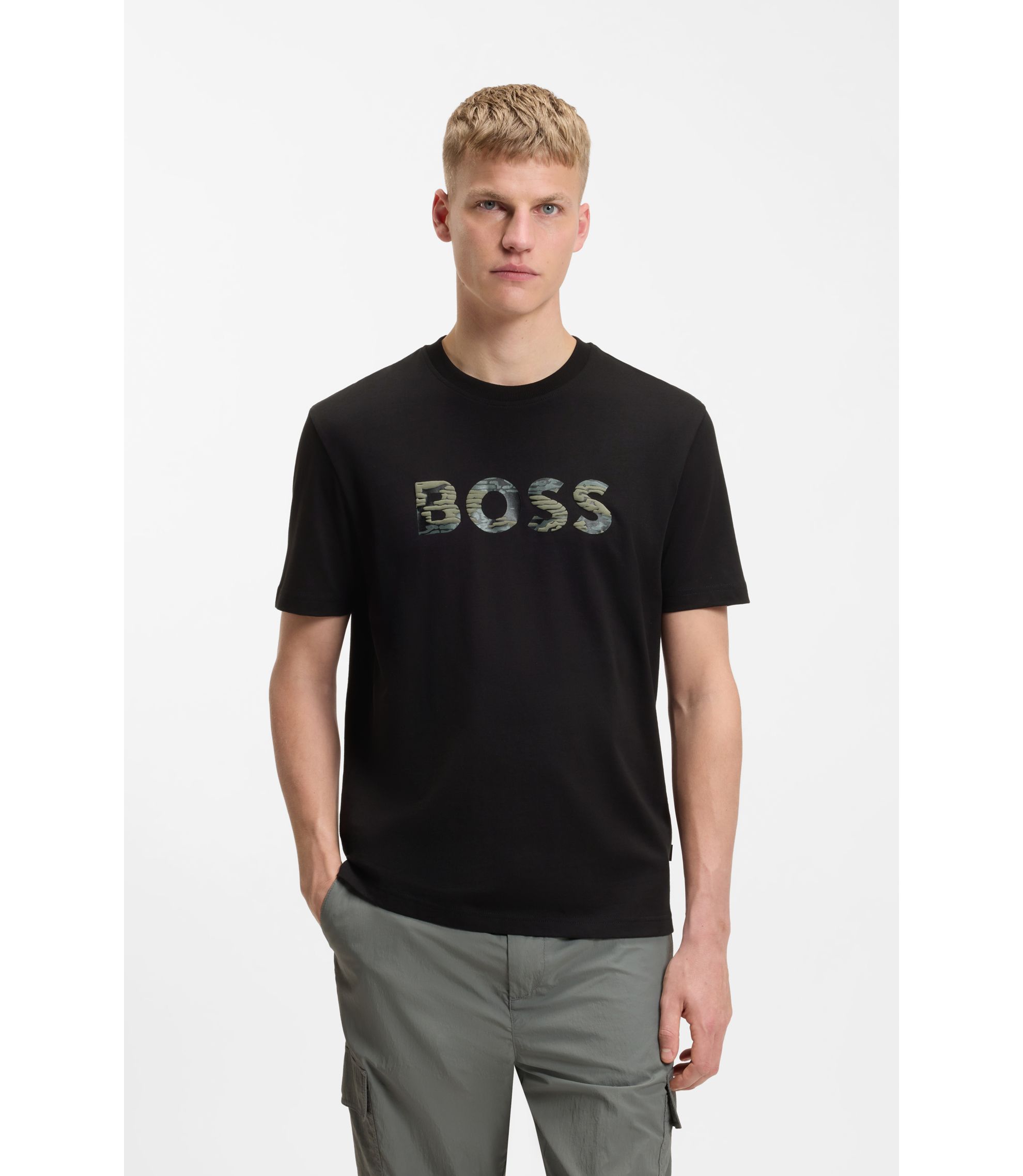 BOSS - Regular-fit T-shirt in cotton jersey - Black