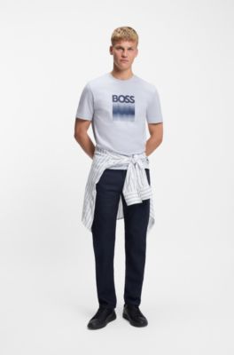 T-shirt en jersey de coton avec logo imprim&eacute;, Gris chin&eacute;