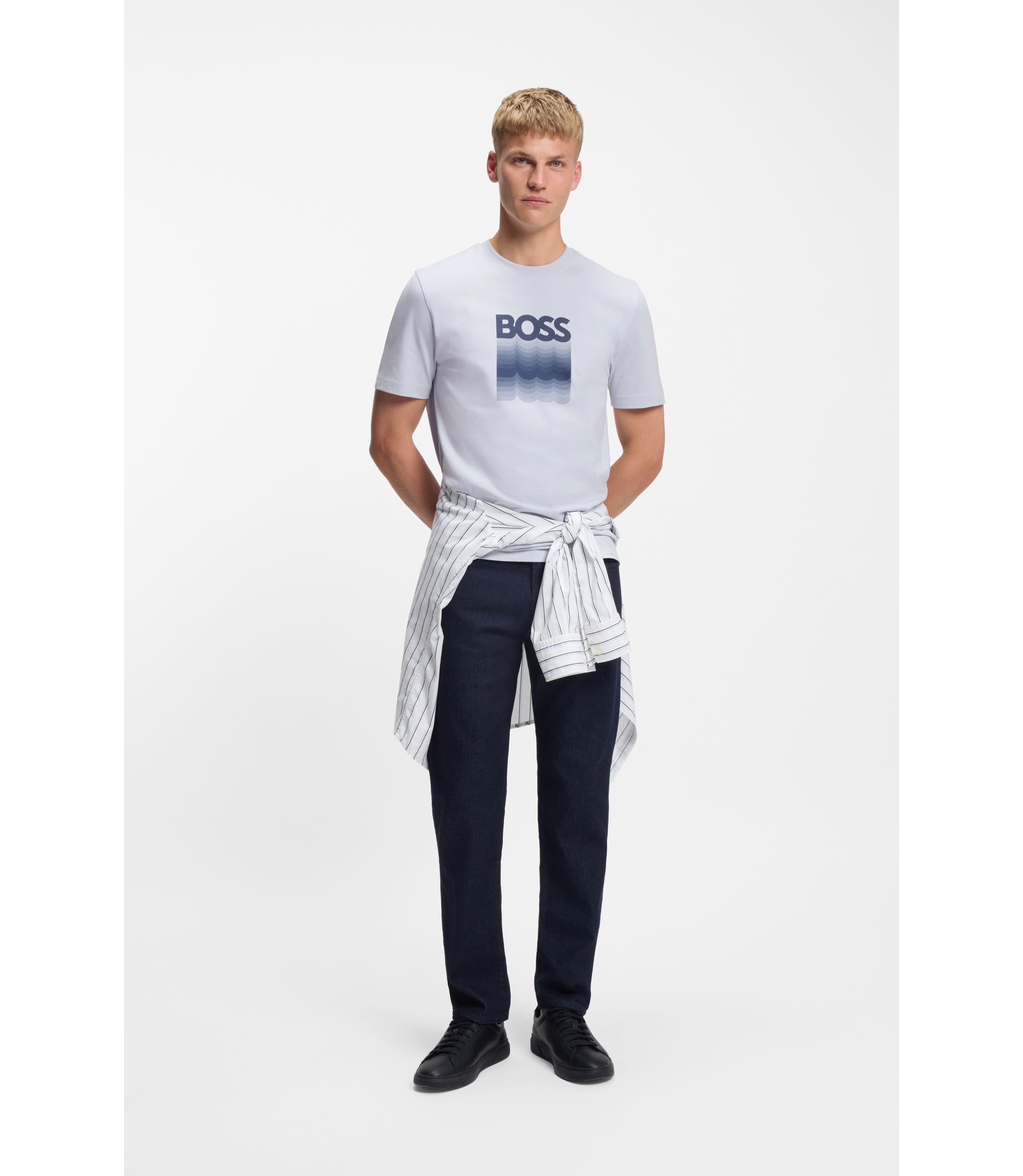 BOSS 長袖トレーニングシャツ HUGO BOSS (ヒューゴボス) BOXロゴ クルーネック ロンT 長袖 Tシャツ
