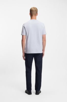 T-shirt en jersey de coton avec logo imprim&eacute;, Gris chin&eacute;