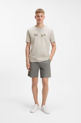 T-shirt en jersey de coton avec logo imprim&eacute;, Gris chin&eacute;