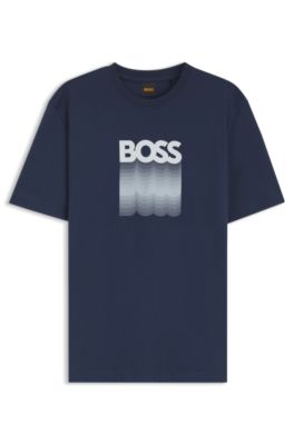 T-shirt en jersey de coton avec logo imprim&eacute;, bleu clair