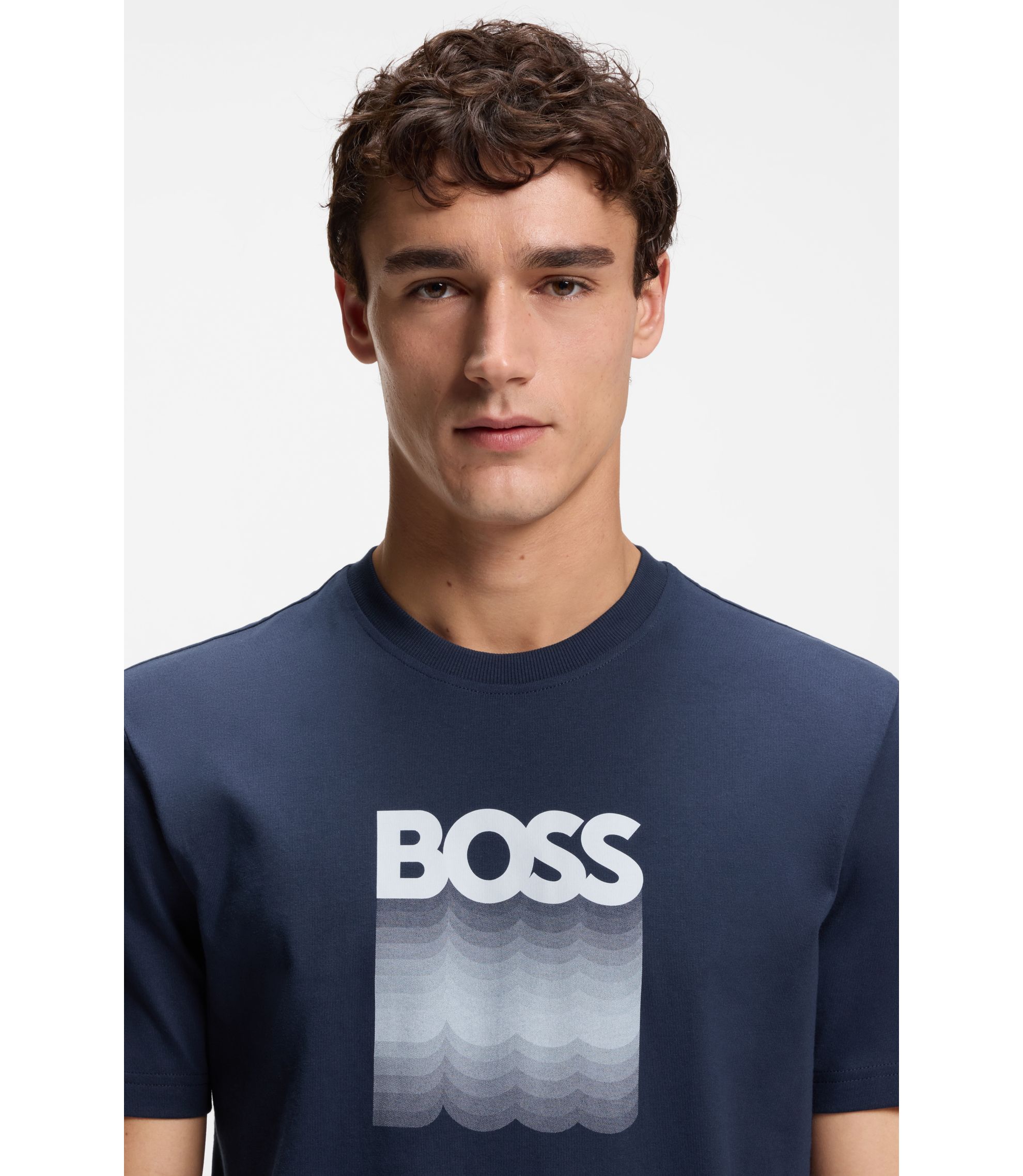 BOSS - Regular-fit T-shirt in cotton jersey - Light Blue