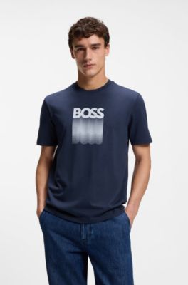 T-shirt en jersey de coton avec logo imprim&eacute;, bleu clair