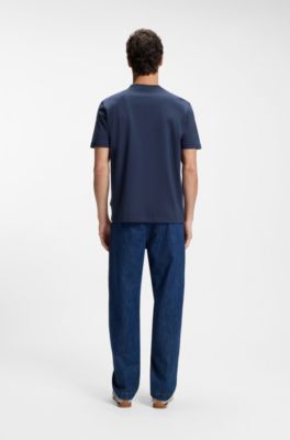 Camiseta de punto de algod&oacute;n con logo estampado, Celeste