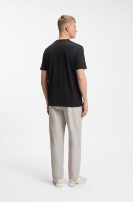 Camiseta de punto de algod&oacute;n con ilustraci&oacute;n estampada, Negro