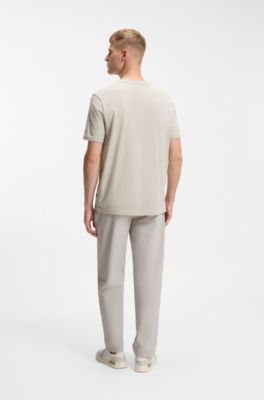 Camiseta de punto de algod&oacute;n con ilustraci&oacute;n estampada, Gris claro