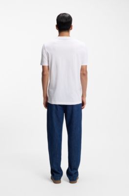 Camiseta de punto de algod&oacute;n con ilustraci&oacute;n estampada, Blanco
